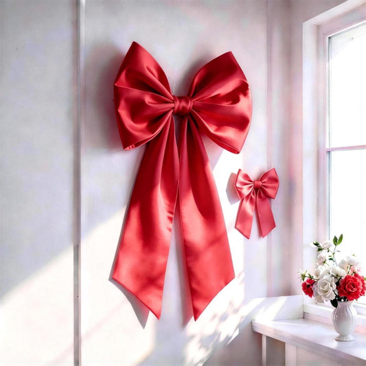 Red Bow Decor | 2 Pack Large & Small Coquette Room Backdrop - Perfect for Valentine's Day & Weddings