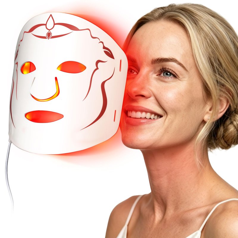 SMOOTHPRO Red Light therapy Mask for Face Wrinkles,Silicone Portable Led Facial Mask Light Therapy for Full Face Even Skin Tone,Fine Lines&Wrinkles,10- Min Treatment,Wired