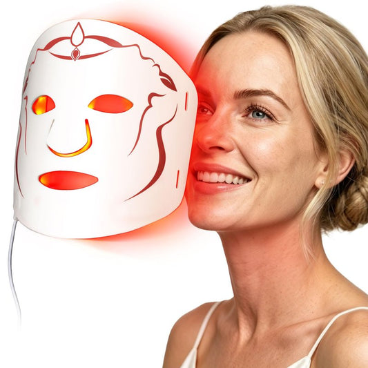 SMOOTHPRO Red Light therapy Mask for Face Wrinkles,Silicone Portable Led Facial Mask Light Therapy for Full Face Even Skin Tone,Fine Lines&Wrinkles,10- Min Treatment,Wired