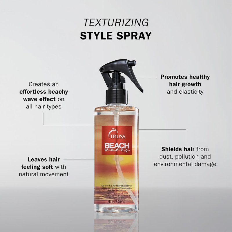 Truss Beach Waves Leave-In Spray Treatment - 8.79 Oz | Effortless Beachy Texture