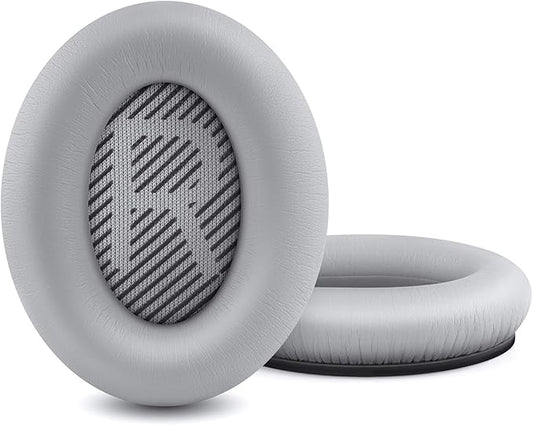 HZTCAM Professional Replacement Ear Pads for Bose QuietComfort 35 QC15 QC25 QC2 QC35/ Ae2 Ae2i Ae2w SoundTrue & SoundLink Over-Ear/Around-Ear Headphones/Soft Protein Leather (Silver)