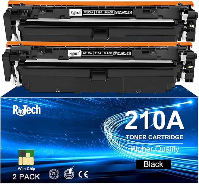 RitoTech 210A Black Toner Cartridges - for HP 210A 210X W2100A for HP Color Pro MFP 4301fdw 4301fdn Pro 4201dw 4201dn Printer Ink,2 Pack (with Chip)