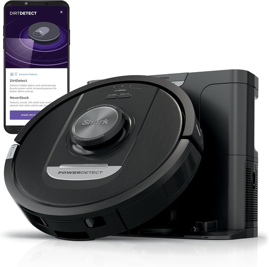Shark PowerDetect Robot Vacuum - Self-Emptying with NeverStuck Tech | WiFi, HEPA, Black, Ideal for Pet Hair