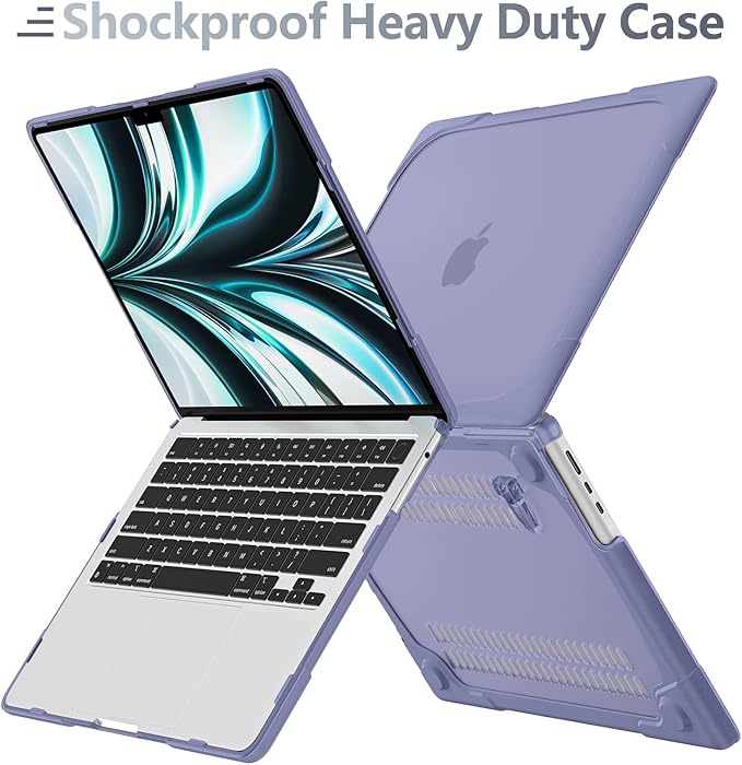 Batianda FlexStand Heavy Duty Case for MacBook Air 13.6 inch, Lavender Grey