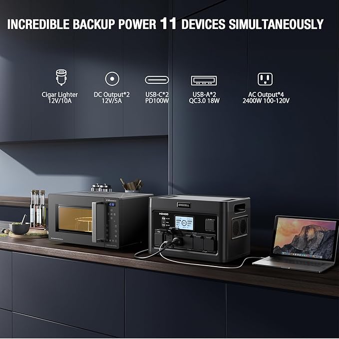 Solar Generator 2400W Portable Power Station, 1843Wh UPS Backup LiFePO4 Battery Supply with 12 Outlets(4 2000W AC Outlets,2 PD100W), 2Hrs Quick Charge for Home Emergency RV Trip Van