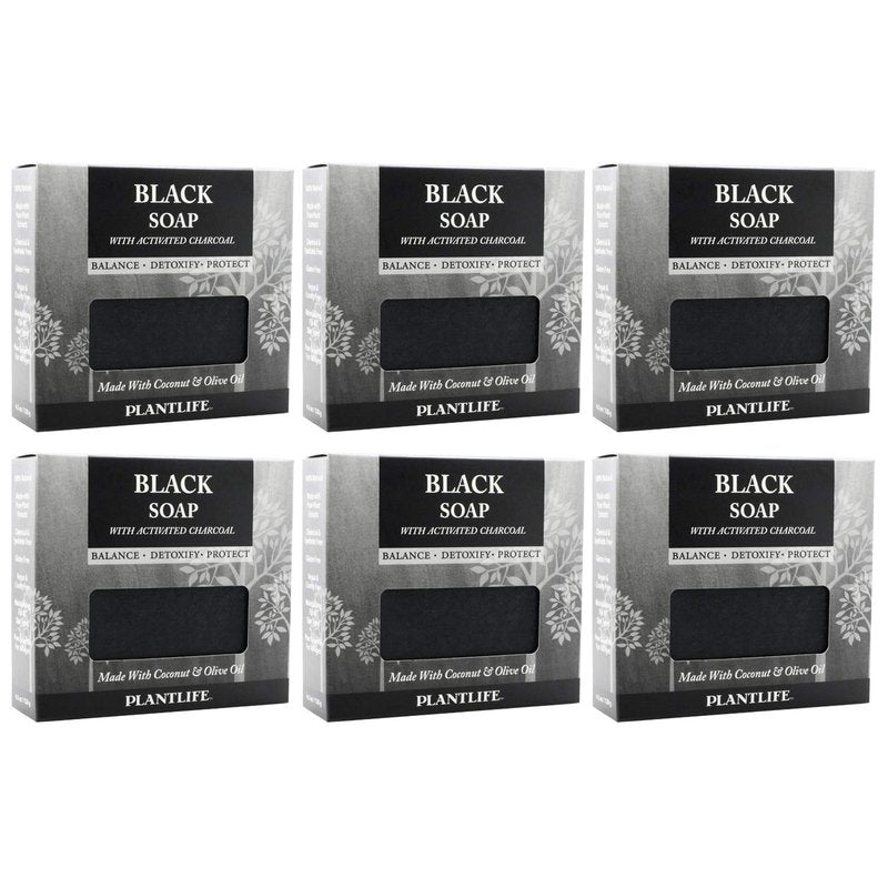 Plantlife Black 6-Pack Bar Soap - Moisturizing and Soothing Soap for Your Skin - Hand Crafted Using Plant-Based Ingredients - Made in California 4.5oz Bar