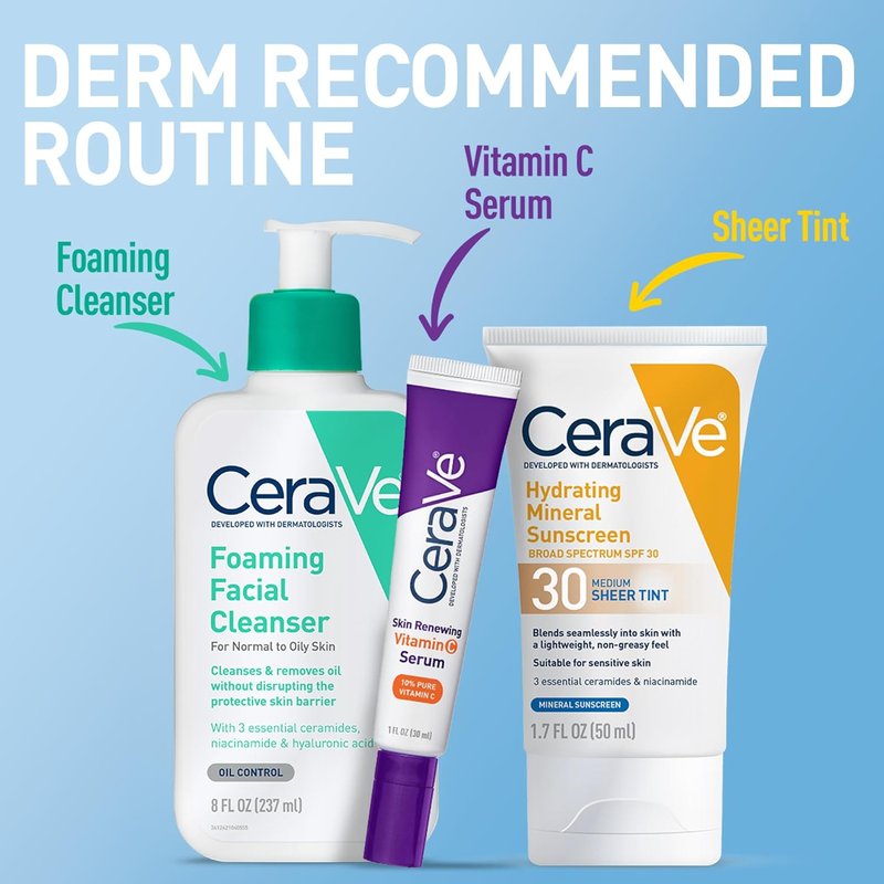 CeraVe Hydrating Mineral Sunscreen SPF 30 - Tinted Zinc Oxide Formula for a Healthy Glow | 1.7 Oz