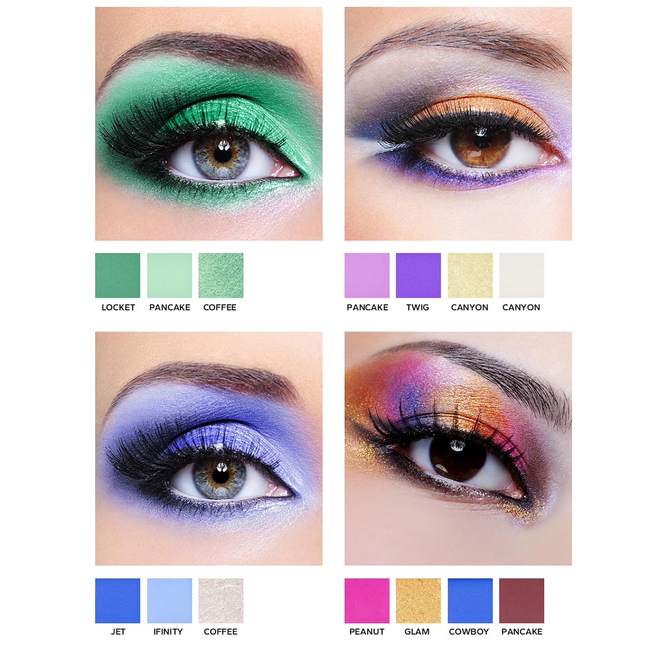 MYUANGO Bold Dimensions Eyeshadow Palette - 45 Shades of Matte, Shimmer, and Glitter in Purple, Green, Yellow, Pink, and Grey - High-Pigment, Long-Lasting, Waterproof - Blendable Formula