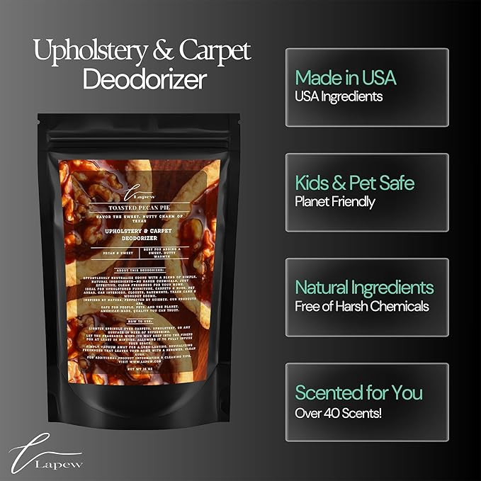 Lapew Toasted Pecan Pie Scented Cleaning Bundle | Carpet Deodorizer Powder (16 oz) & Mop Soap Concentrate (36 oz) | Pet-Friendly Odor Eliminator