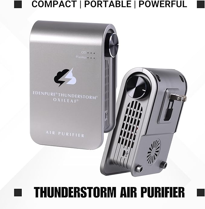EdenPURE Thunderstorm III Air Purifier - Wall Plug In Air Ionizer Generator, Ozone Odor Eliminator for Home, Pets, Car and Removes Mold - USB Powered, Filter Free Portable Cleaner for Indoor & Travel