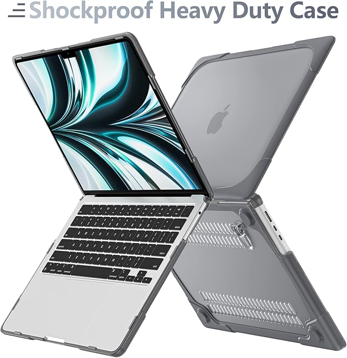 Batianda FlexStand Heavy Duty Case for MacBook Air 13.6 inch, Matte Gray