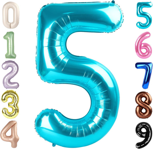 Skiennix 40-Inch Balloon Numbers - Light Blue 5th Birthday & Wedding Party Decorations