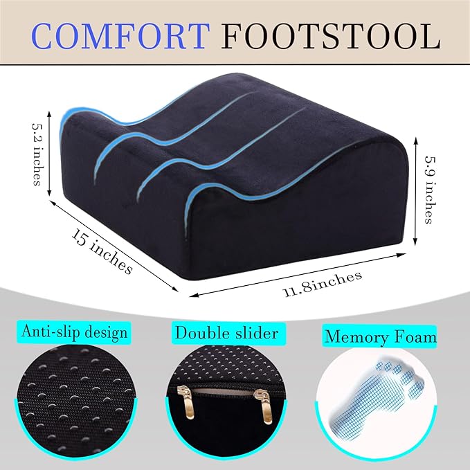 Foot Rest for Under Desk at Work,At Work Soft Ergonomic Footrest,Support Foot Pillow,Heel Chair,Leg Elevation Pillow,(Black)