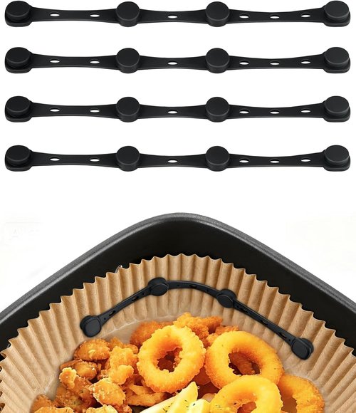 Air Fryer Magnets | 4Pcs Non-Segmented Silicone Buckle Accessories for Safe Parchment Paper Use