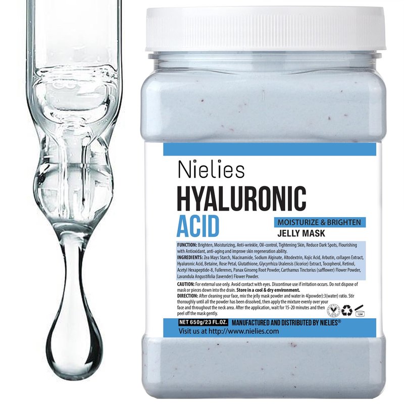 Nielies Jelly Face Mask for Facials - Hyaluronic Acid Hydrating Nourishing Jelly Mask | Vajacial Jelly Mask Powder | 23 Oz Jar