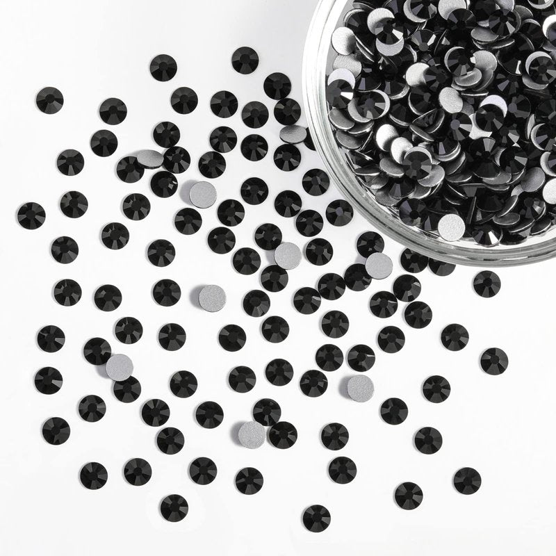 Beadsland Flatback Rhinestones Bulk,14400pcs Black Rhinestones for Nails Crafts Clothes DIY Decoration, Jet Black, SS16, 3.8-4.0mm