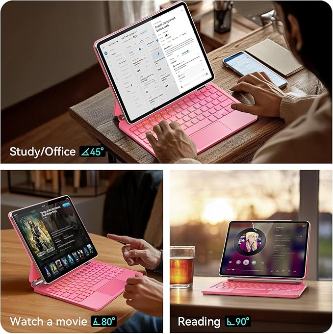 For iPad Air 11 inch Case with Keyboard (M3/M2, 2025/2024),Keyboard Case for iPad Pro 11 inch(1st/2nd/3rd/4th Gen),Easy-Set Floating Cantilever Stand - Multi-Touch Trackpad Backlit Keyboard