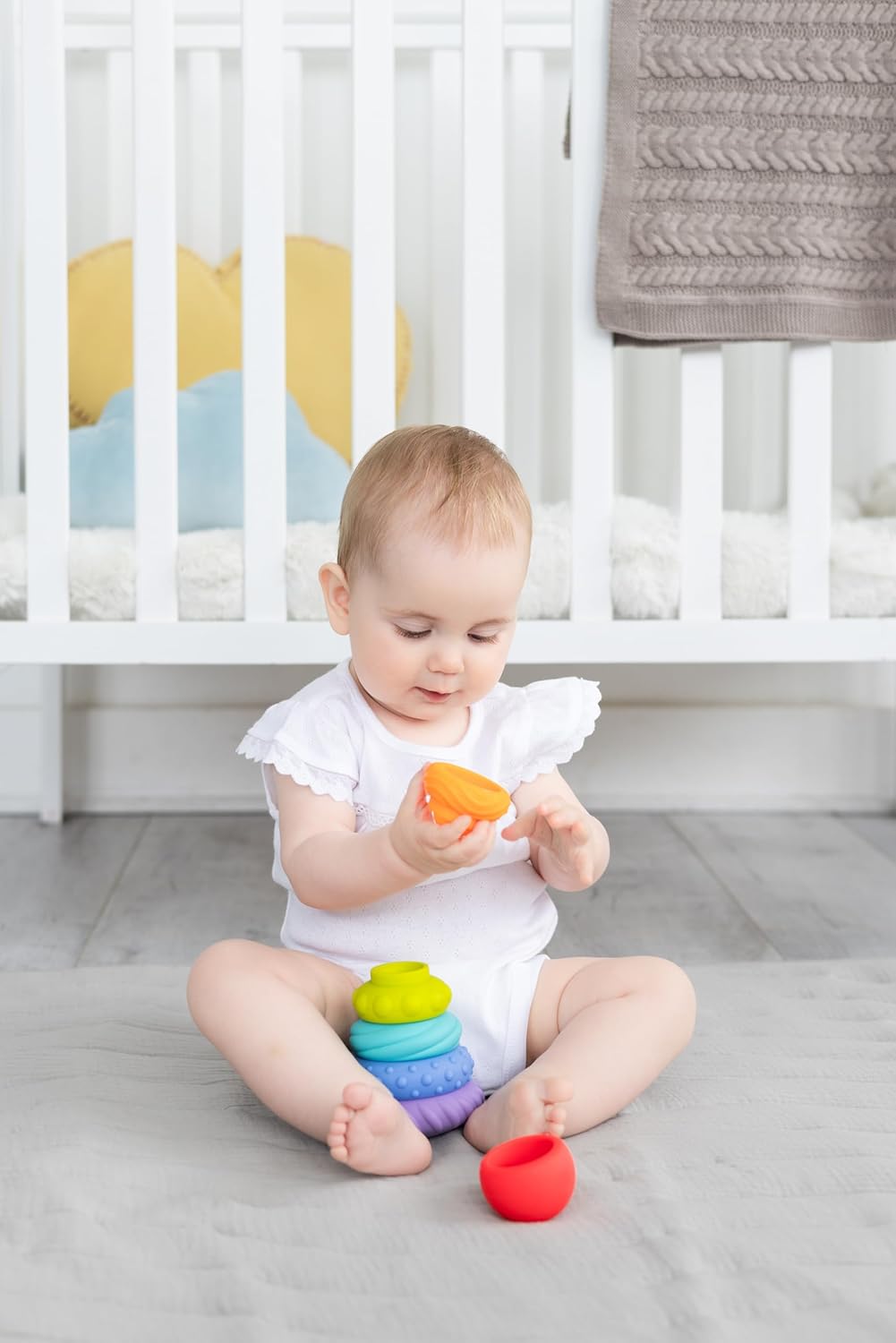 Ubbi Baby Teether Totter - Multi-Textured Food-Grade Silicone Teething Toy | 6-Piece Set for Early Development