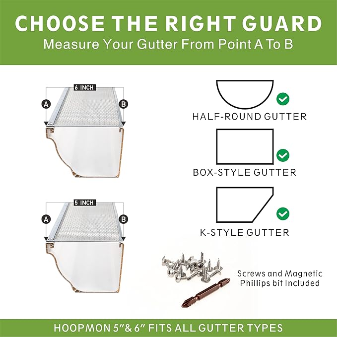 5 Inch Gutter Guard - Heavy Duty 100% Stainless Steel High-Flow Leaf Screen for Debris, Clog & Overflow Protection - Fits K-Style & Half-Round, Screws Included (10 FT, 3 pcs, 5in x 40in)