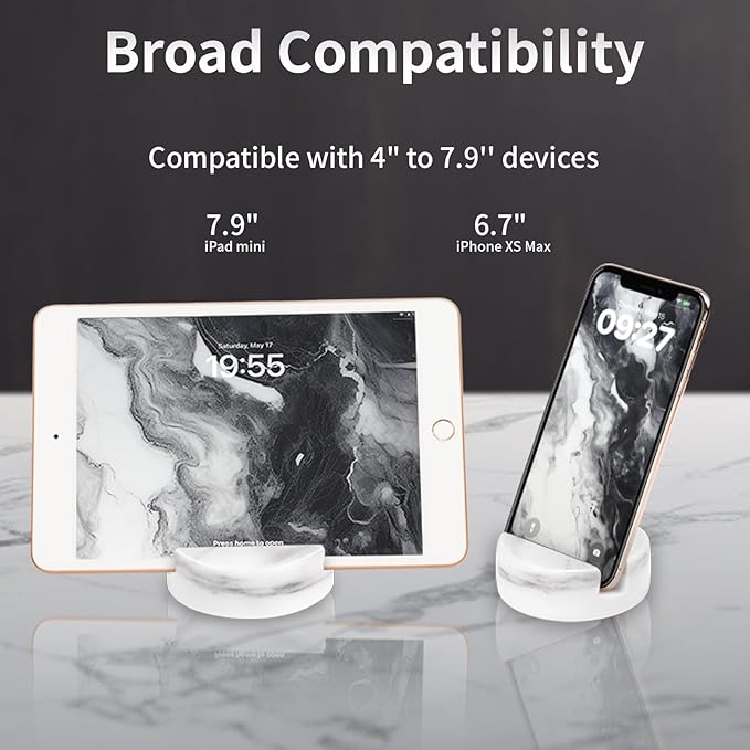 ZJL Marble Phone Stand for Desk - Cell Phone Holder for Nightstand Office Decor Telephone Boho White Marble Kitchen Accessories