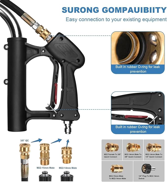 20" Pressure Washer Surface Cleaner with 4 Wheels & Dual Handles, 4600 PSI 12 GPM Stainless Steel Surface Cleaner Attachment with 2 Nozzles for Driveways, Sidewalks, Decks & Patios, Commercial Grade