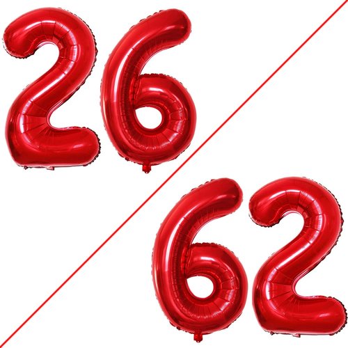 GOER Jumbo 26 Inch Foil Balloons - Perfect for 26th Birthday Party Decorations | Red Helium Balloons