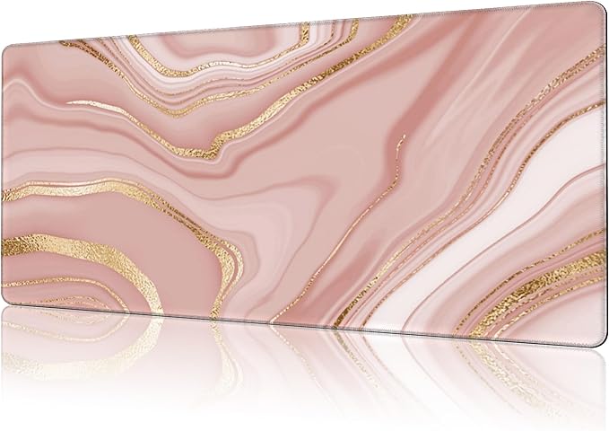NIYLYNSYN Mouse Pad Large Liquid Marble Non-Slip Gaming Desk Mat with Stitched Edge Laptop Keyboard Desk Pad for Work Home Gaming (35.4 x 15.7 Inches)