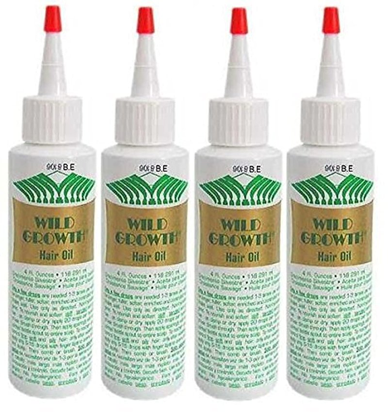 WILD GROWTH HAIR OIL 4 oz Bottle (4 PACK) Detangler/Extender! With Olive oil, Jojoba oil, Coconut oil & more!