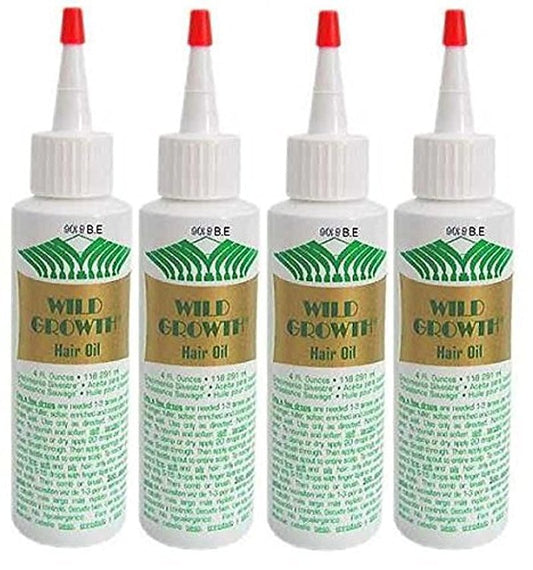 WILD GROWTH HAIR OIL 4 oz Bottle (4 PACK) Detangler/Extender! With Olive oil, Jojoba oil, Coconut oil & more!