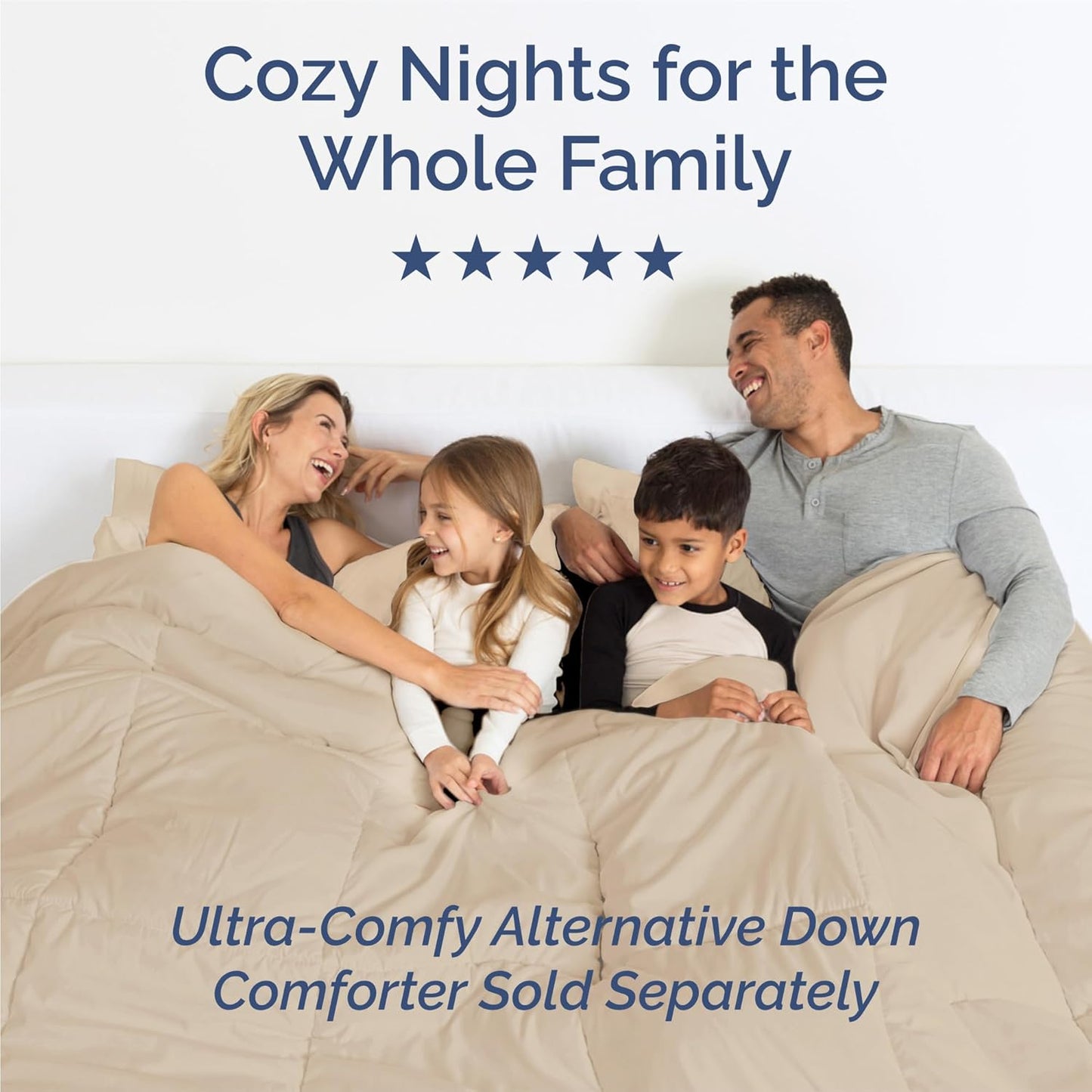 Split King Size 5-Piece Sheet Set - Comfy Cooling Bed Sheets | Luxury Oeko-Tex Bedding - Cream