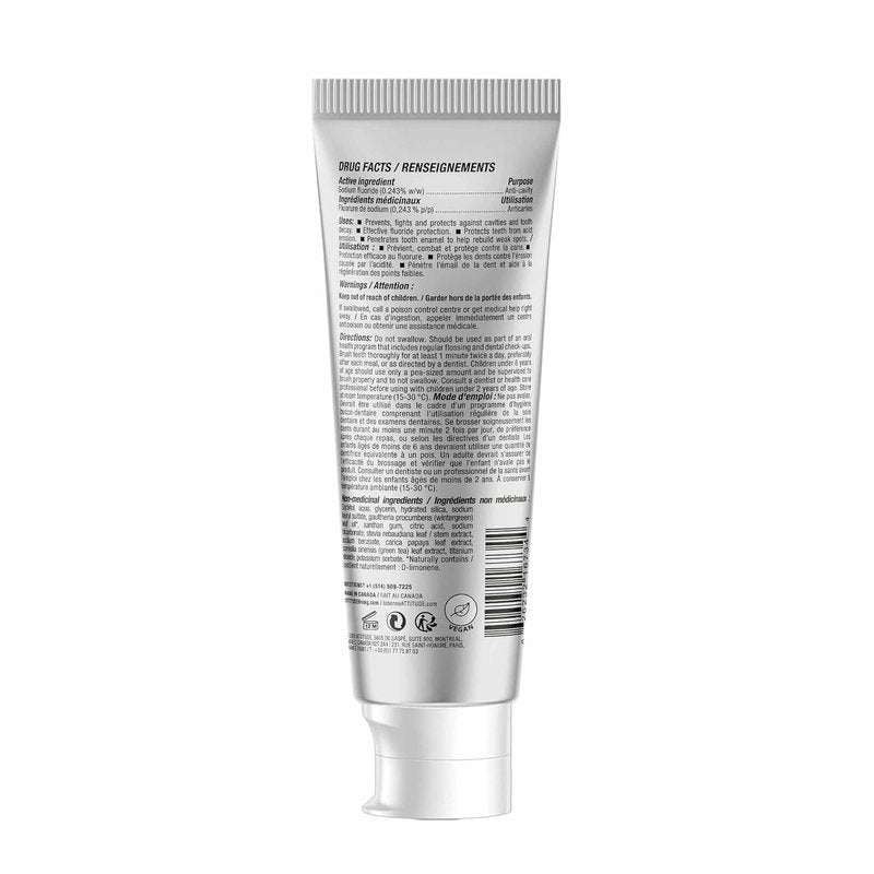 Attitude Enamel Repair Toothpaste - Fluoride & Spearmint Flavor | Vegan, EWG Verified, 4.2 Oz