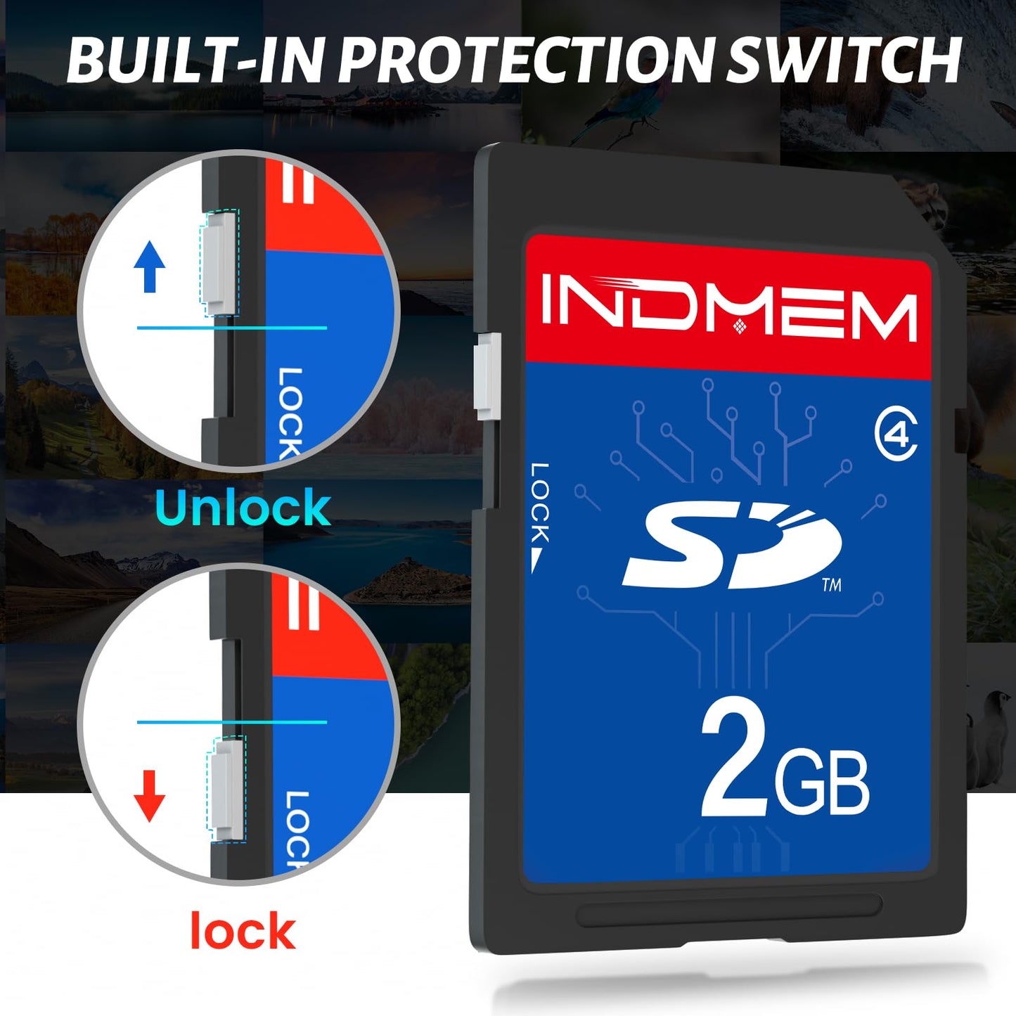 INDMEM SD Card 2GB, 6 Packs Class 4 2GB Flash Memory Card MLC Standard Secure Digital Cards Camera Card
