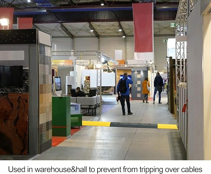 Anbotek - Medium 2 Pack - Floor Cord Cover Cord Protector Drop Over Drop Trak Cable Ramp for Office Warehouse - Black