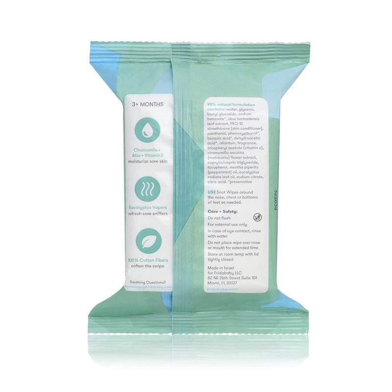 Frida Baby Nose Wipes - Saline Allergy Relief for Toddlers & Babies | Alcohol-Free, Aloe & Chamomile, 30 Count