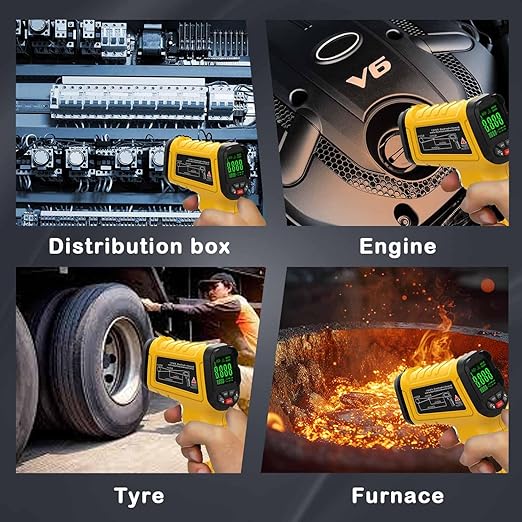 Surpeer Infrared Thermometer High Temperature Gun -58℉~2732℉, 50:1 Distance Ratio, Digital Laser IR Temp Gun for Cooking, Pizza Oven, Engine, Kilns, Forges, Industry, and Home Repair.