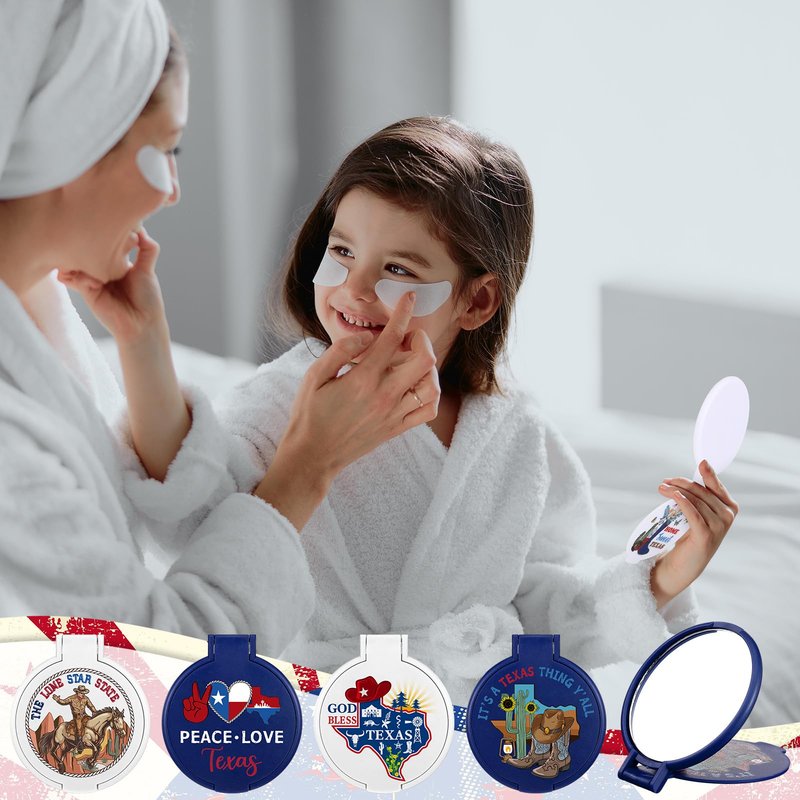 DoubleFill 30 Pcs Texas Souvenirs Gifts Texas City Compact Mirror Bulk Pocket Folding Makeup Mirror Employee Appreciation Gifts for Women Coworker