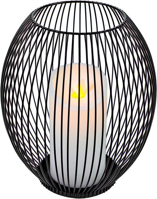 OLEEK Outdoor Candle Holders - Black Wire Pillar Holder for Patio & Table Centerpiece - Iron Lantern Decor
