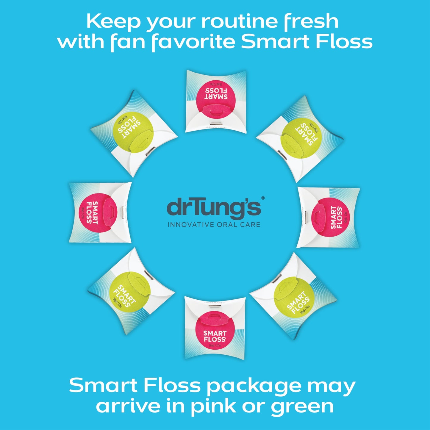 DrTung's Smart Floss - Natural Dental Floss, PTFE & PFAS Free, Gentle on Gums, Expands & Stretches, BPA Free - Cardamom Flavor(Pack of 6)