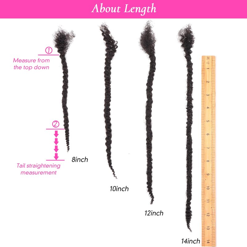 Orientdreads Textured Loc Extensions Human Hair with Curly Ends, Full Handmade Human Hair Dreadlock Extensions for Women/Men, Can Be Curled and Bleached (#Nature Black, 8 Inch 0.4cm 20 Strands)