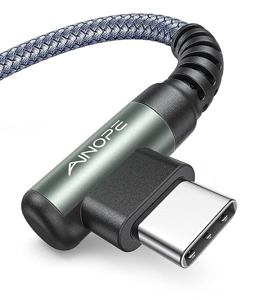 AINOPE 3.3FT USB C Cable 3.1A Fast Charge, Right Angle USBC Charge Cable, Resistant Nylon Braided USB Type C Cable Compatible Galaxy S10 S9 S21, LG V30,V20,G6，USB C Fast Charging Cable