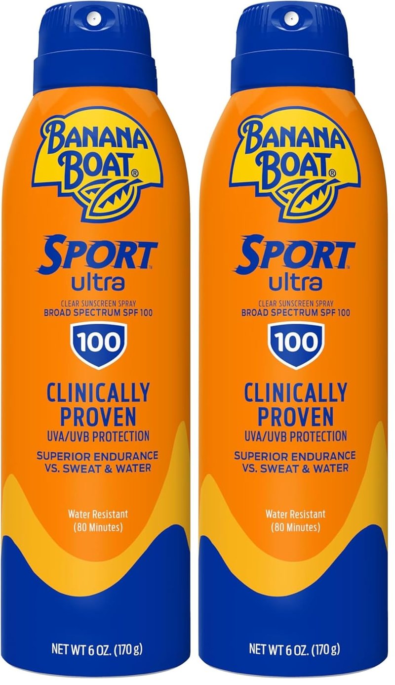 Banana Boat Sport Ultra Sunscreen Spray SPF 100 - Water Resistant | 6oz Twin Pack
