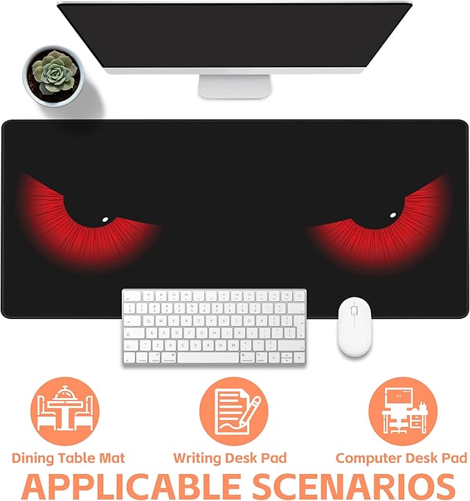 NIYLYNSYN Mouse Pad Large Evil Eyes Non-Slip Game Desk Mat with Stitched Edge Laptop Keyboard Desk Pad for Work Home Gaming (35.4 x 15.7 Inches)