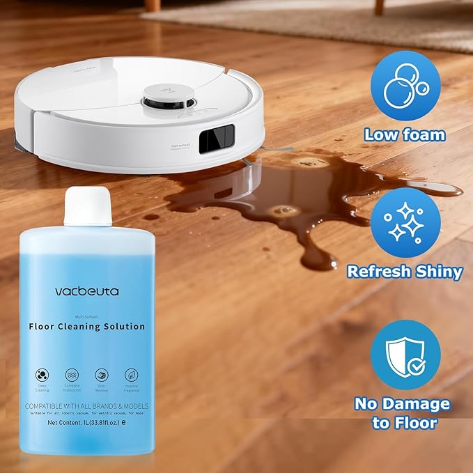 2-Pack Floor Cleaning Solution Compatible with Roborock Saros S8 S7 Q Revo Q Series Floor Cleaner for Hardwood, for Robot & Wet Dry Vacuums Mopping 1L, 33.8 Fl. OZ Original Flavor