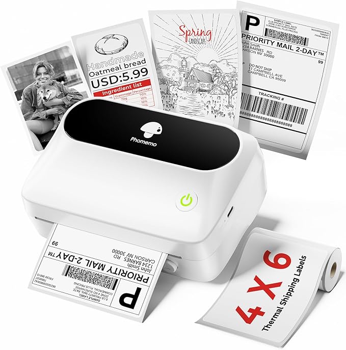 Phomemo Label Printer, Bluetooth M421 4 x 6 Shipping Label Printer, Thermal Portable Printers for Shipping, Warehouse, Barcode, Address,Compatible with Phone & PC