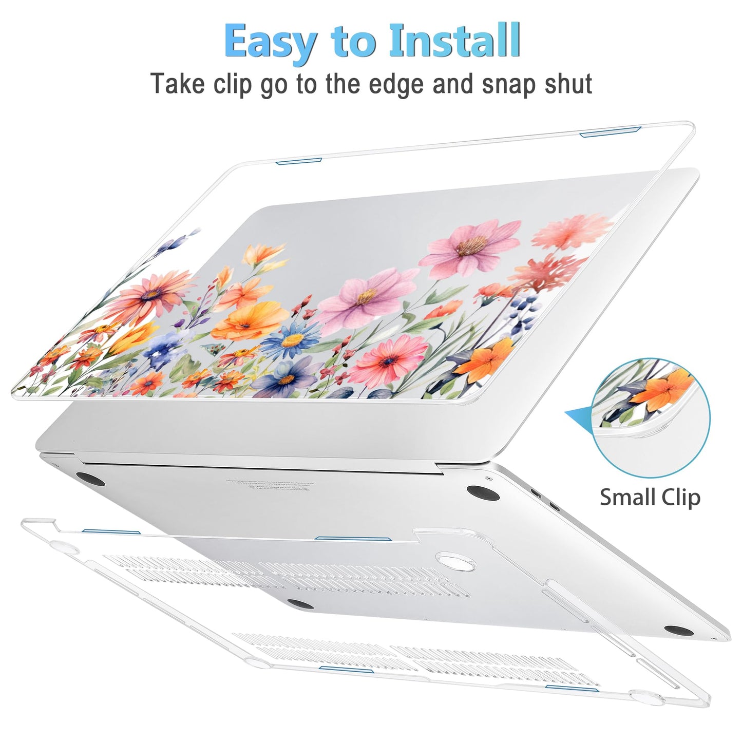 Mektron Case for MacBook Pro 16 Inch A2141 Cover 2019 Release 16" with Liquid Retina Display/Touch ID, Plastic Hard Shell with Keyboard Skin & Screen Protector & Dust Plug, Floral P165