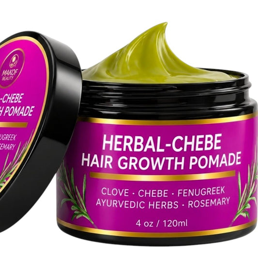 MAKOF BEAUTY Chebe Hair Growth Grease - Herbal Pomade with Clove, Fenugreek, Rosemary, Moringa & Ayurvedics Herbs for Hair Loss, Edges & Thinning Hair 4oz
