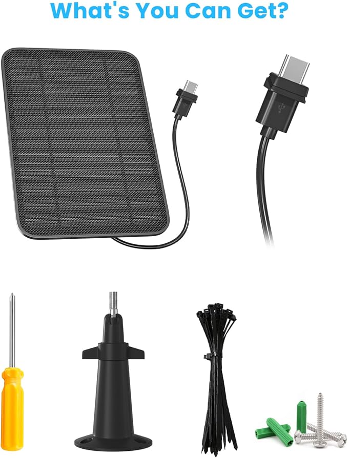 5W Solar Panel Compatible with Blink Outdoor 4(4th Gen)/Outdoor 2K+ Camera, Solar Panel Charger for Blink Camera with 13.1ft Cable Rubber Plug, IP65 Weatherproof, Includes Secure Wall Mount, 2 Pack