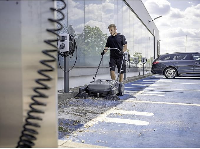 KÃ¤rcher Pro Walk Behind Outdoor Push Sweeper, KM 70/20 C 2SB, Two Bristle Brushes, Sweeps up to 20,000 ftÂ² - 11 Gallon Capacity - for Commercial Use in Warehouses, Workshops, and More