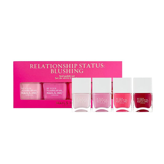 Nails Inc Relationship Status, Blushing Pink Nail Polish, Mothers Day Gift, Long Wearing, High Shine, Rouge, Neon Pink & Rich Berry, Full Coverage, Chip Resistant, Air Dry, Vegan, 4 Piece Set