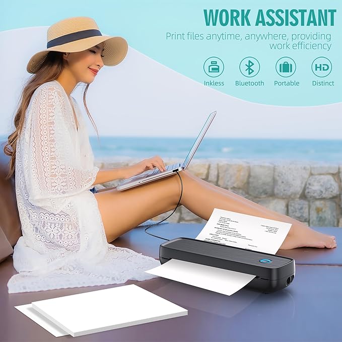 Aixiqee AixiqeePrinter for Travel，Bluetooth & USB & Labels